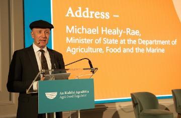 Minister of State Michael Healy-Rae speaking at the Agri-Food Regulator's Conference